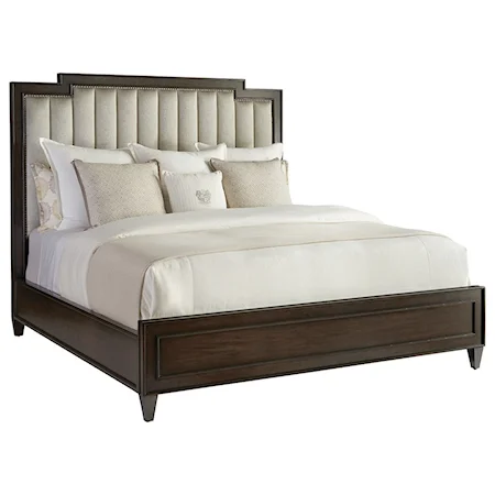 Riviera Channeled Upholstered King Bed in Capra Fabric