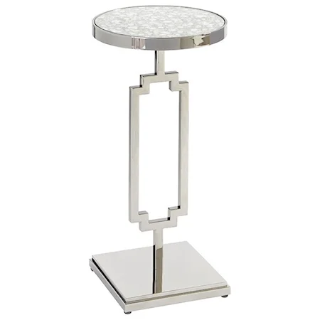 Stonehill Metal Accent Table with Antiqued Mirrored Glass Top