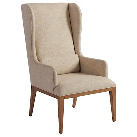 Seacliff Host Wing Chair in Ventura Ivory Fabric