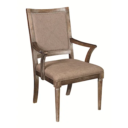 Dining Arm Chair with Upholstered Seat and Back and Nailhead Trim