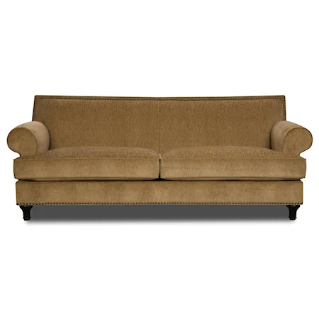 Traditional Sofa with Tight Seat Back and Rolled Arms