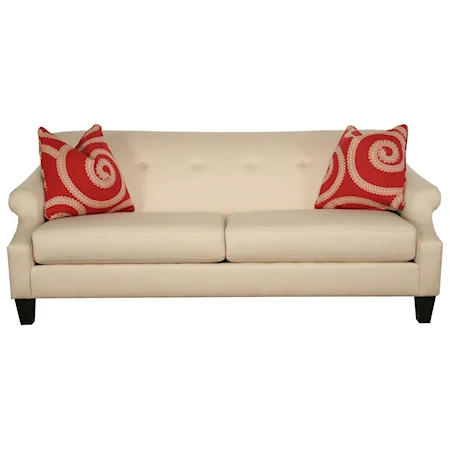 Two-Cushion Sofa with Rolled Arms and Button-Tufting