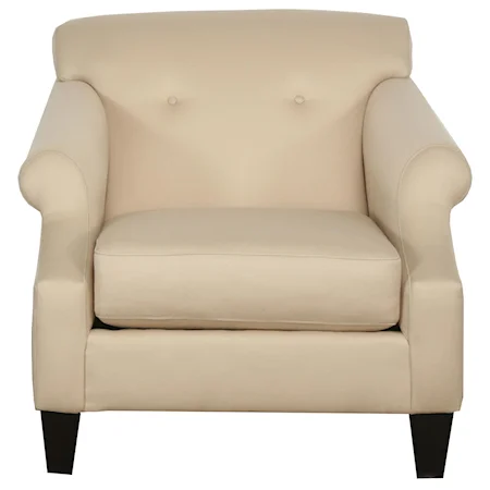 Transitional Chair with Rolled Arms and Button Tufting