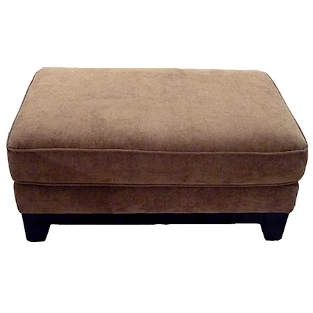 Ottoman with Exposed Wood Base