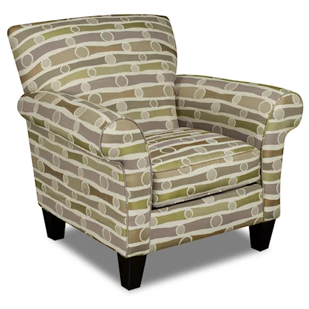 Contemporary Flaired Arm Upholstered Chair with Exposed Wood Feet