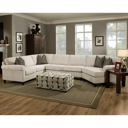 Casual Sectional with Rolled Sock Arms