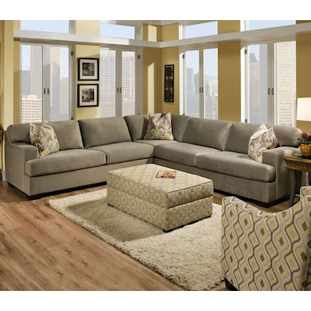 Contemporary Sectional with Track Arms