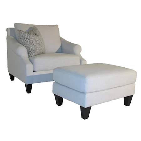 Traditional Chair and Ottoman Set