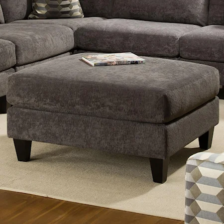 Contemporary Bump Ottoman with Tapered Feet