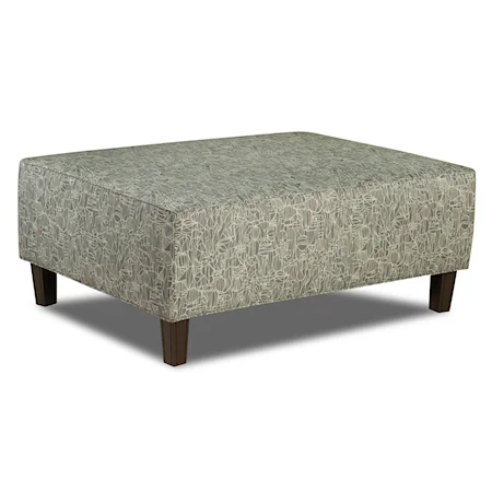 Cocktail Ottoman with Exposed Wood Feet