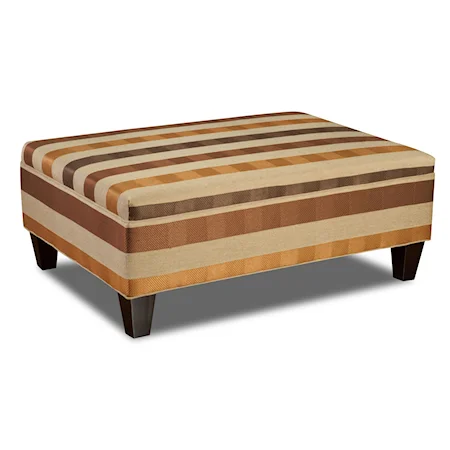 Cocktail Ottoman with Exposed Wood Feet