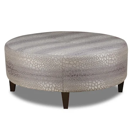 Contemporary Round Ottoman with Tapered Legs