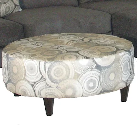 Contemporary Round Ottoman with Tapered Legs