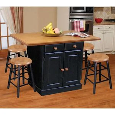 5-Piece Kitchen Island & Backless Stool Set