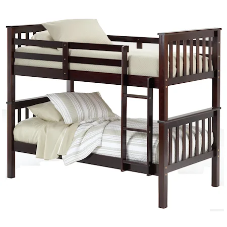 Merlot Finish Twin Bunk Bed