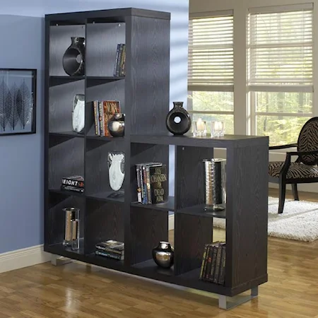 L Shape Black Bookcase Wall Unit/Room Divider