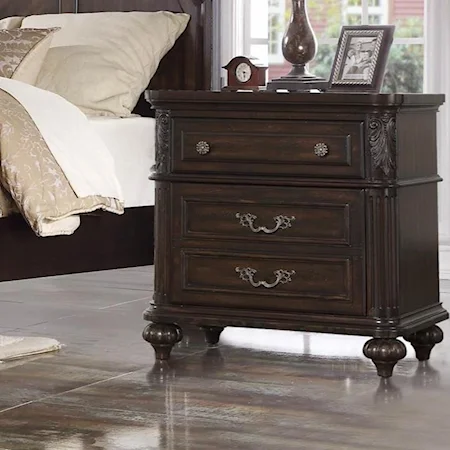 Traditional Nightstand in Dark Cherry Finish