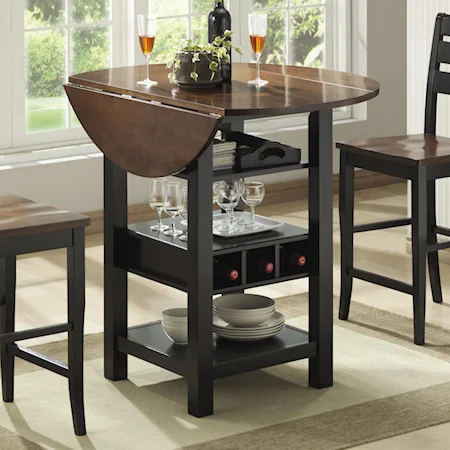 Drop Leaf Counter Table with Wine Rack