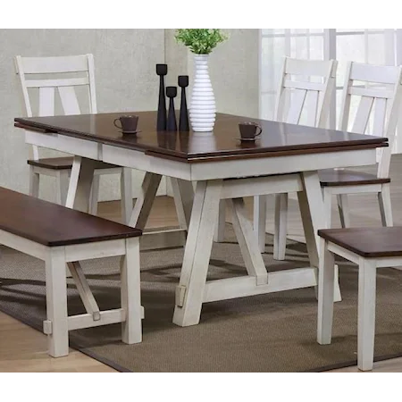 Refectory Rectangular Dining Table w/ Self-Storing Leaves