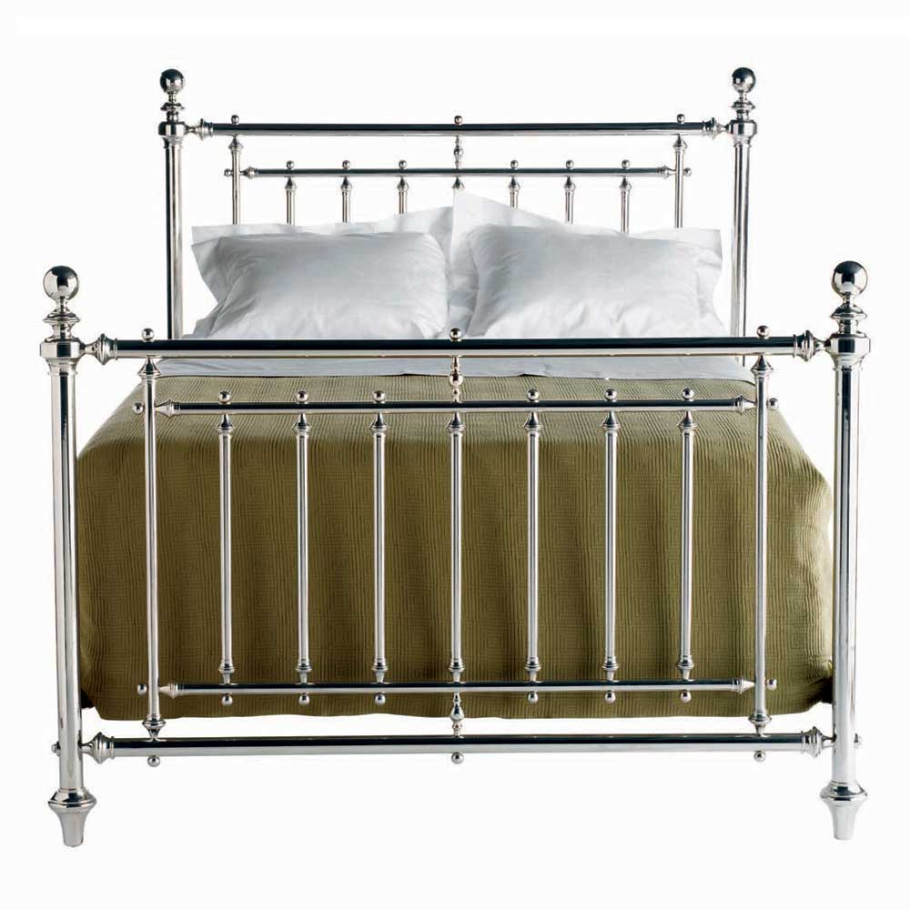 Brushed nickel sales queen bed frame