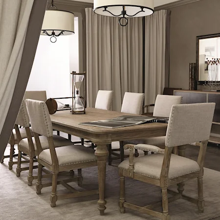 9 Piece Dining Set with Upholstered Chairs