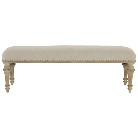 Upholstered Bench with Turned Legs