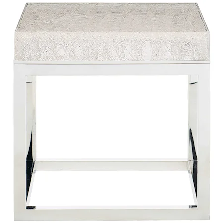 Solid Acrylic Top End Table with Stainless Steel Base