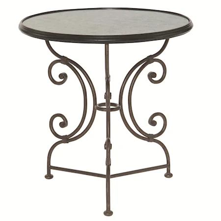 Round Chairside Table with Antique Mirror Top