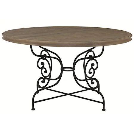 Round Dining Table with Decorative Solid Steel Base