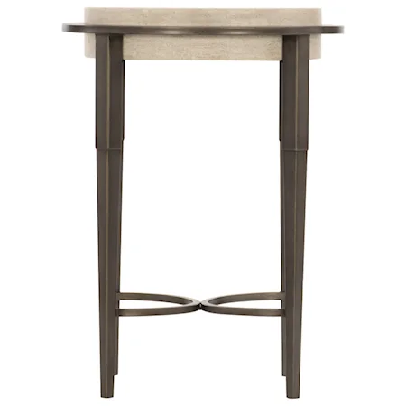 Metal Round Drink Table with Stone Top