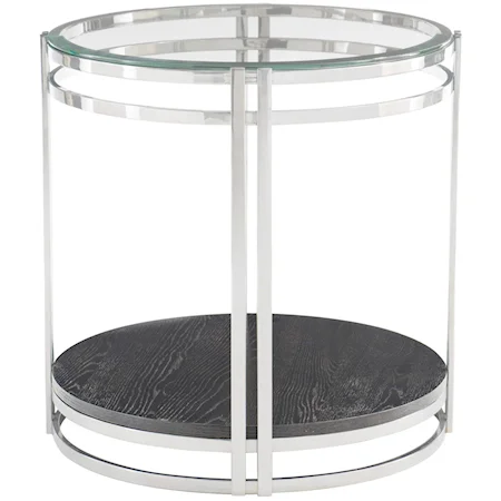 Contemporary Oval End Table with Glass Top