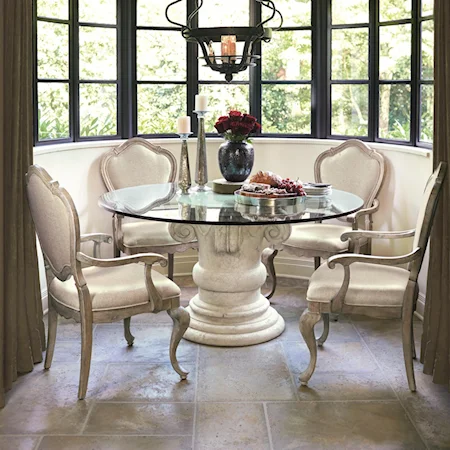 5 Piece Dining Set with Round Glass Table