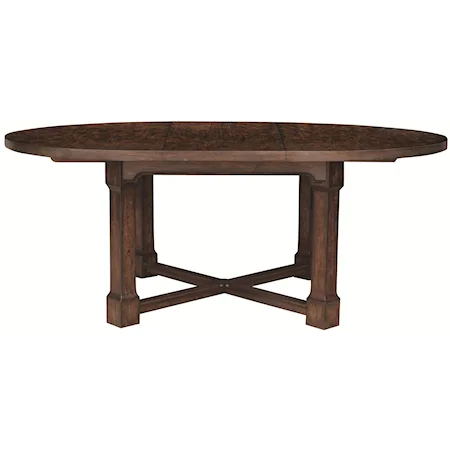 Round Dining Table with X-Shaped Stretcher &  Leaf