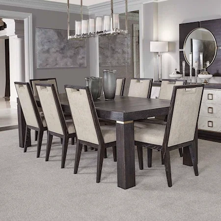 9 Piece Rectangular Table and Chair Set with Leaf
