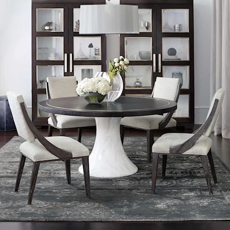 Contemporary 5 Piece Round Table and Chair Set