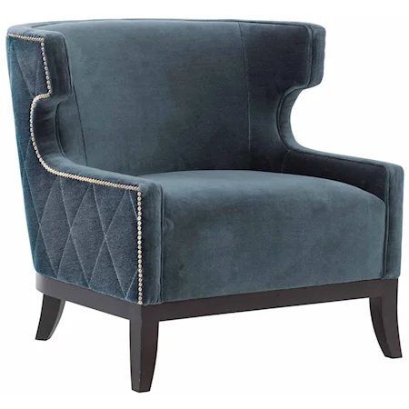 Transitional Barrel Back Chair with Nailheads and Diamond Stitching