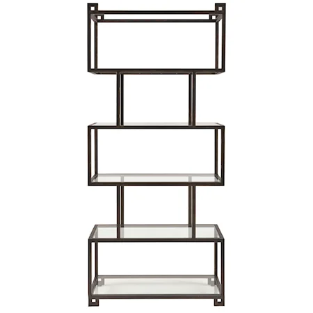 Metal Etagere with 5 Glass Shelves