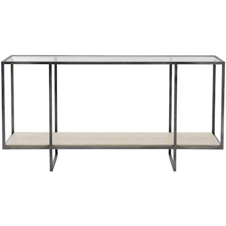 Contemporary Metal Console Table with Stone Shelf