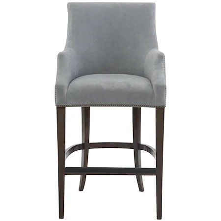 Upholstered Bar Stool With Nail Head Trim