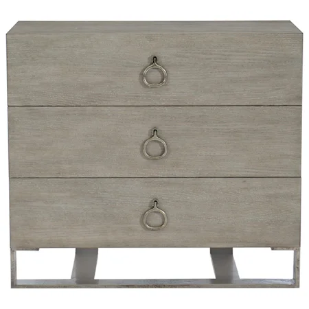 Transitional Nightstand with Metal Base