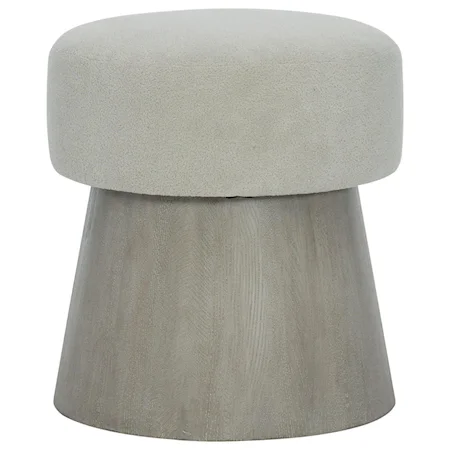 Contemporary Round Stool with Upholstered Seat