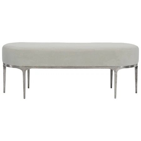 Transitional Upholstered Bench with Metal Legs