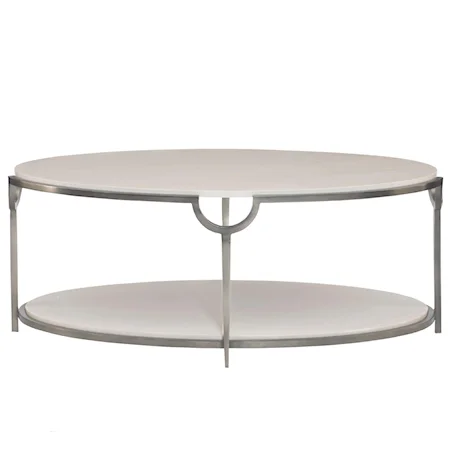 Oval Cocktail Table with Faux Marble Top