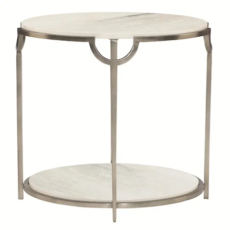 Oval End Table with Faux Marble Top