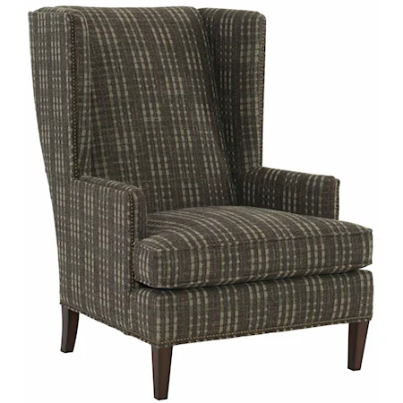 Transitional Wing Chair with Nailheads