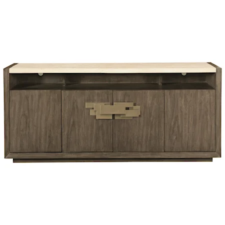 Four Door Buffet with Travertine Stone Top