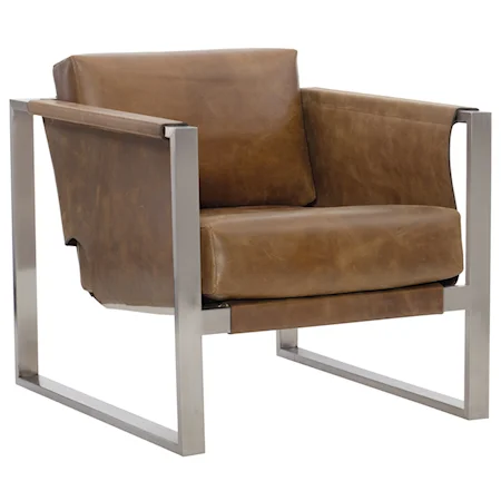 Contemporary Leather Chair with Metal Frame