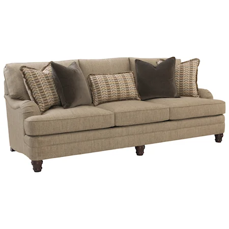 Traditional Styled Stationary Sofa with Spring Down Cushions