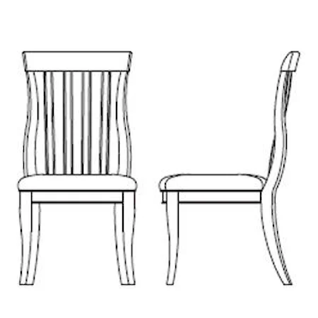 Contemporary Slat Back Dining Side Chair With Cream Leather Seat