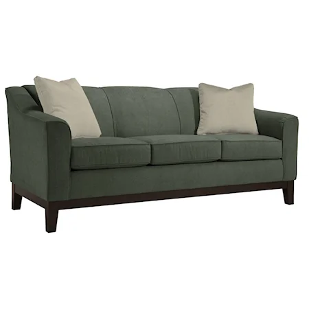 Customizable 84" Sofa with Beveled Arms and Wood Legs
